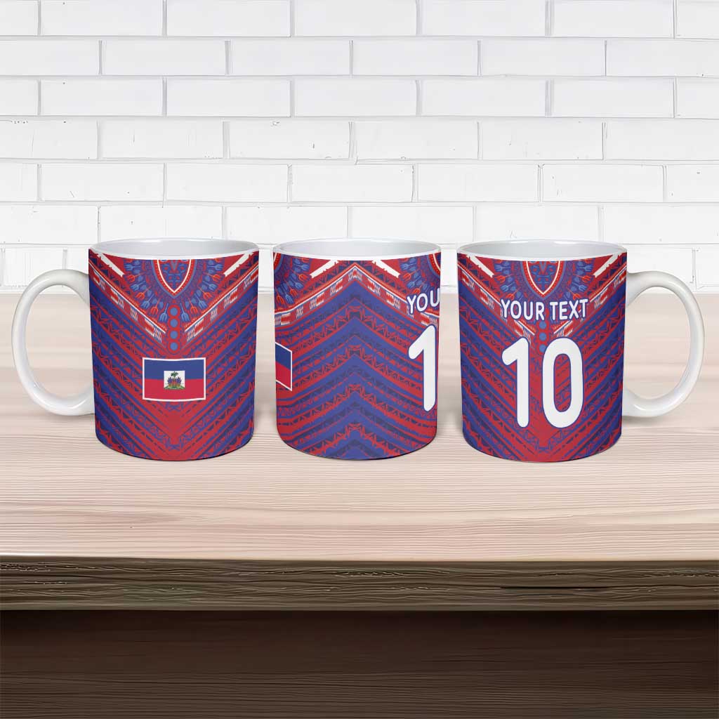 Custom Haiti National Football Ceramic Mug Dashiki Sporty Style - African Pride