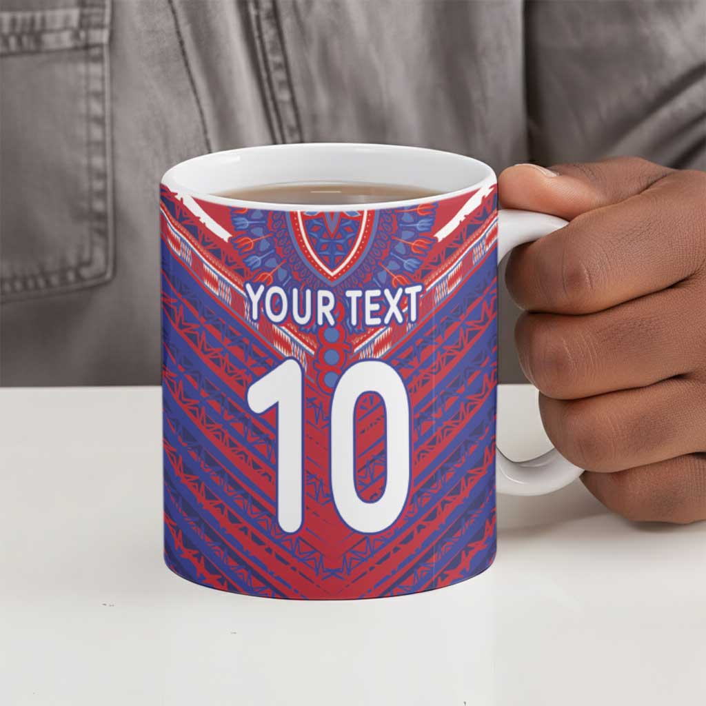 Custom Haiti National Football Ceramic Mug Dashiki Sporty Style - African Pride