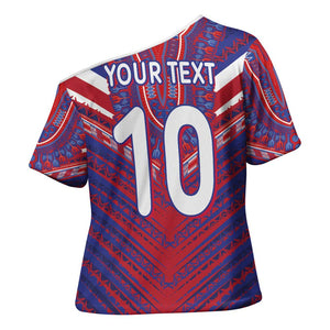 Custom Haiti National Football Cross Shoulder Shirt Dashiki Sporty Style - African Pride