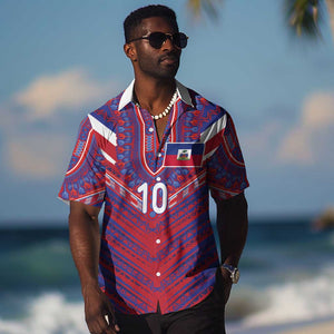 Custom Haiti National Football Hawaiian Shirt Dashiki Sporty Style - African Pride