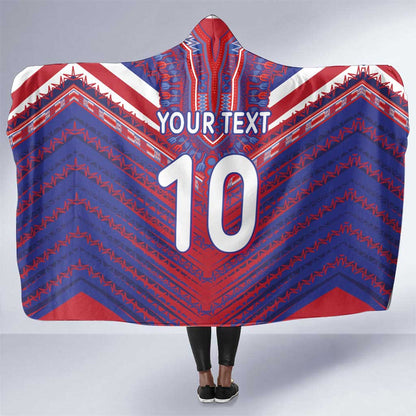 Custom Haiti National Football Hooded Blanket Dashiki Sporty Style - African Pride