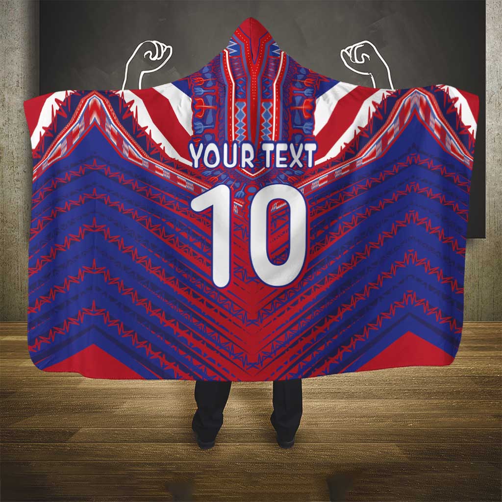 Custom Haiti National Football Hooded Blanket Dashiki Sporty Style - African Pride