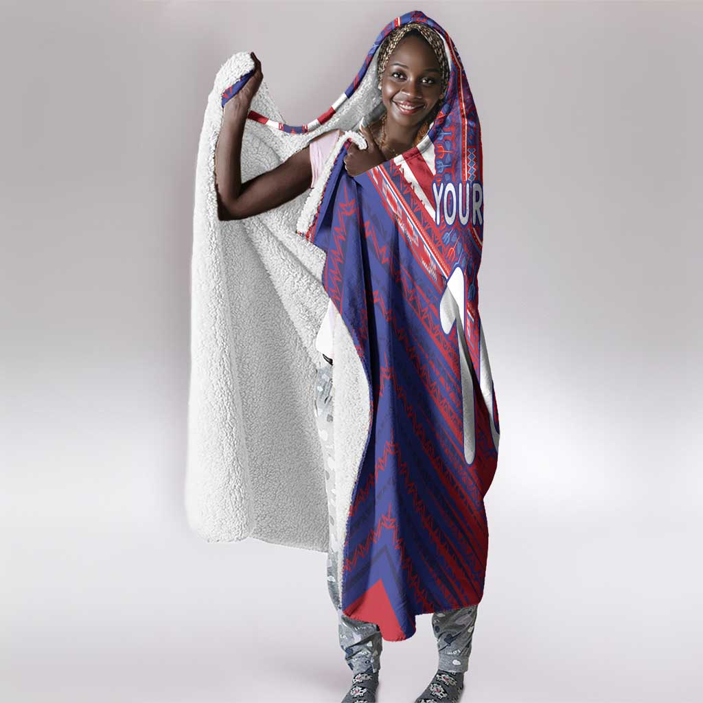Custom Haiti National Football Hooded Blanket Dashiki Sporty Style - African Pride