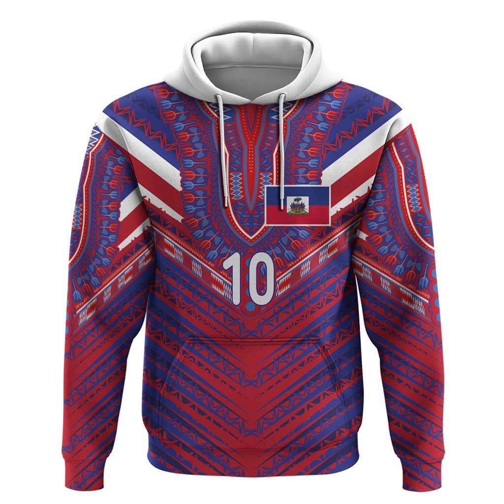 Custom Haiti National Football Hoodie Dashiki Sporty Style - African Pride