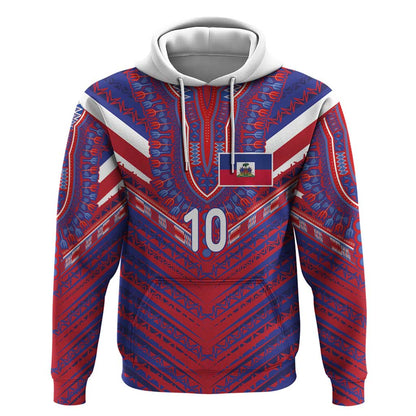 Custom Haiti National Football Hoodie Dashiki Sporty Style - African Pride