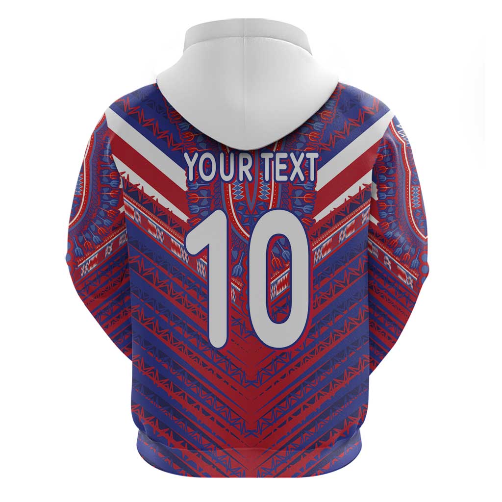 Custom Haiti National Football Hoodie Dashiki Sporty Style - African Pride