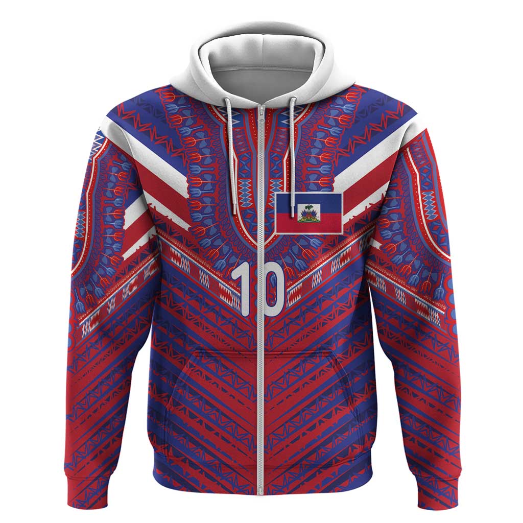 Custom Haiti National Football Hoodie Dashiki Sporty Style - African Pride