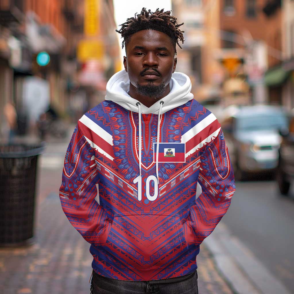 Custom Haiti National Football Hoodie Dashiki Sporty Style - African Pride