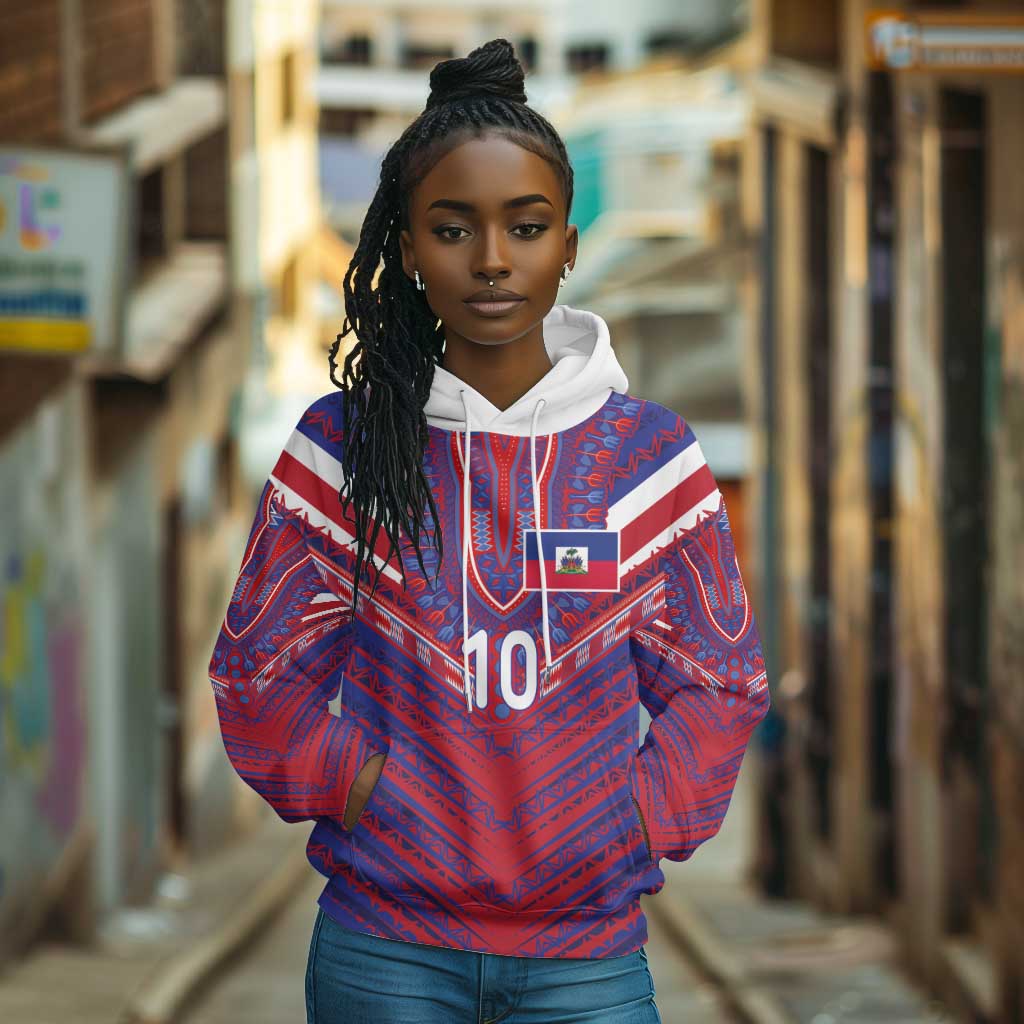 Custom Haiti National Football Hoodie Dashiki Sporty Style - African Pride