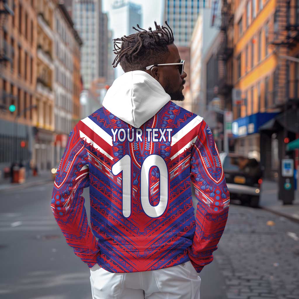 Custom Haiti National Football Hoodie Dashiki Sporty Style - African Pride