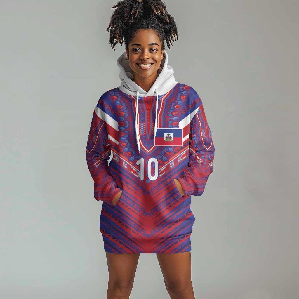 Custom Haiti National Football Hoodie Dress Dashiki Sporty Style - African Pride