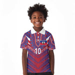 Custom Haiti National Football Kid Polo Shirt Dashiki Sporty Style - African Pride