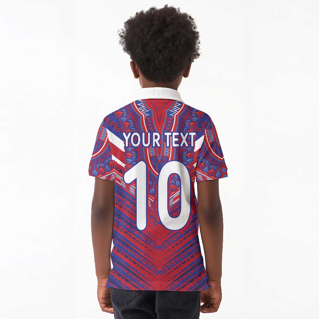Custom Haiti National Football Kid Polo Shirt Dashiki Sporty Style - African Pride