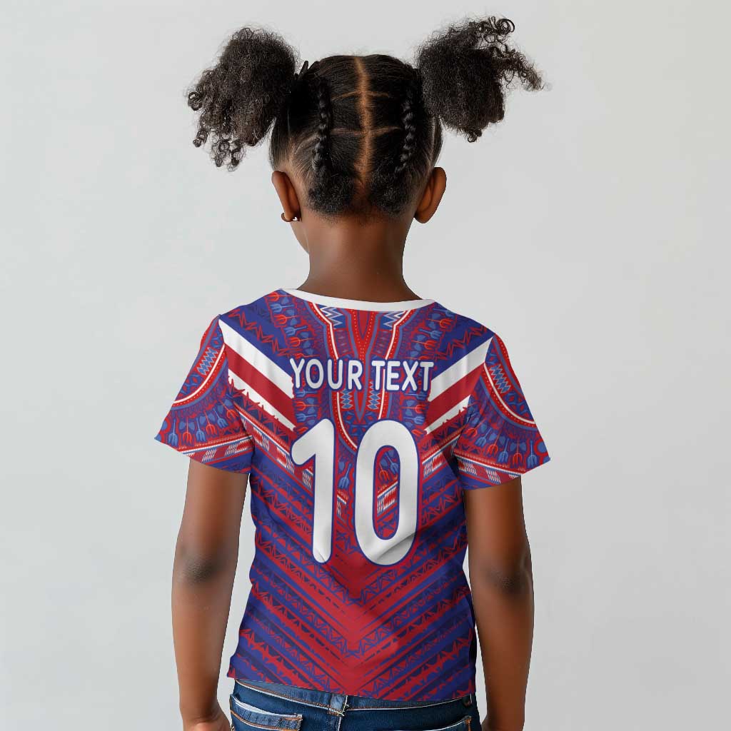 Custom Haiti National Football Kid T shirt Dashiki Sporty Style - African Pride