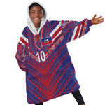 Custom Haiti National Football Kid Wearable Blanket Hoodie Dashiki Sporty Style - African Pride