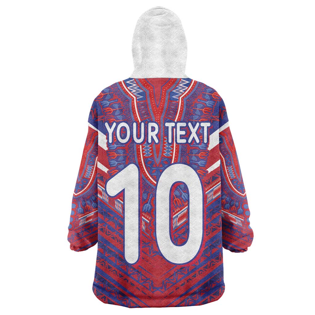 Custom Haiti National Football Kid Wearable Blanket Hoodie Dashiki Sporty Style - African Pride