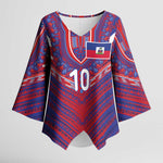 Custom Haiti National Football Kimono Sleeve Blouse Dashiki Sporty Style - African Pride