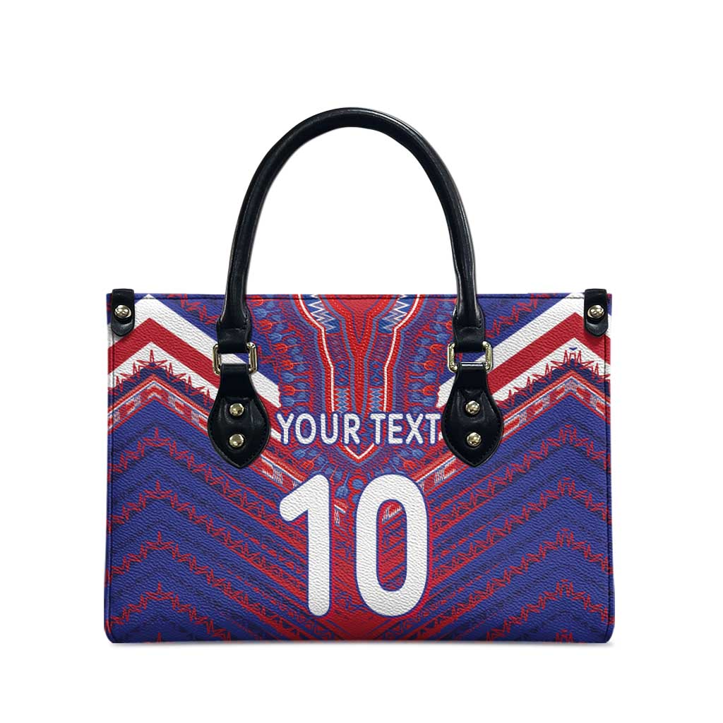 Custom Haiti National Football Leather Bag Dashiki Sporty Style - African Pride