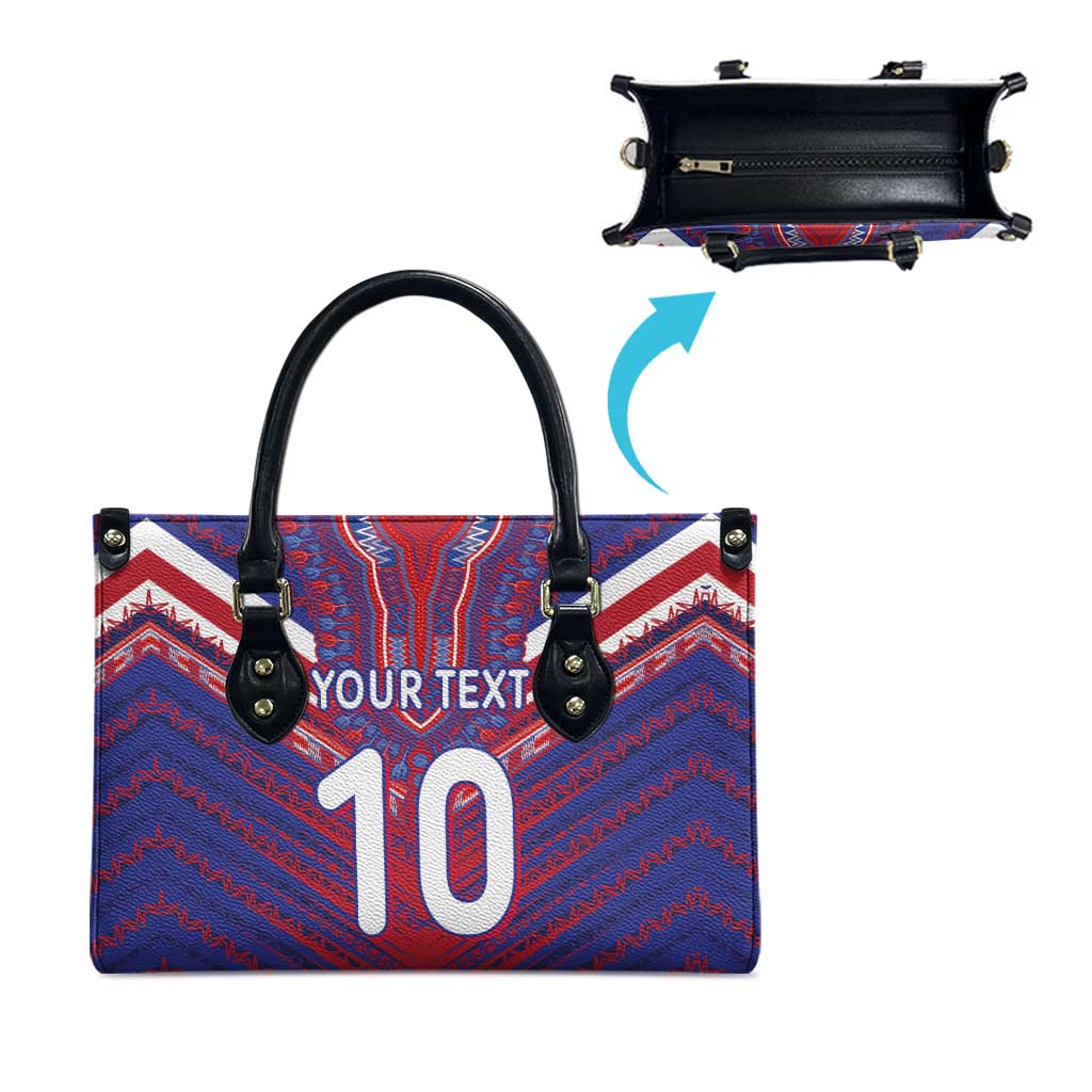 Custom Haiti National Football Leather Bag Dashiki Sporty Style - African Pride