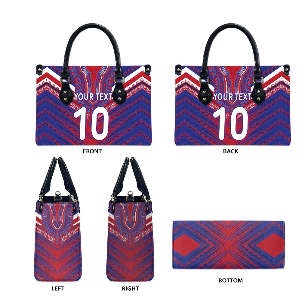 Custom Haiti National Football Leather Bag Dashiki Sporty Style - African Pride