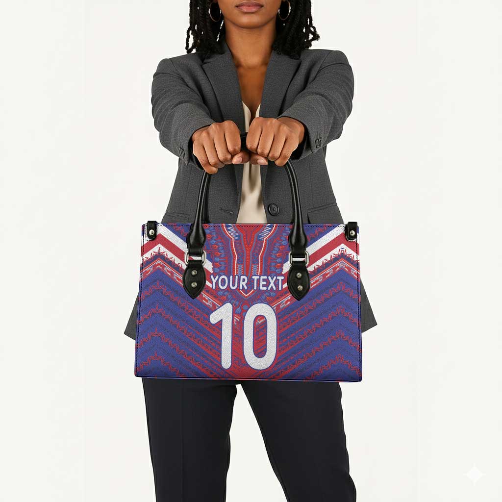 Custom Haiti National Football Leather Bag Dashiki Sporty Style - African Pride