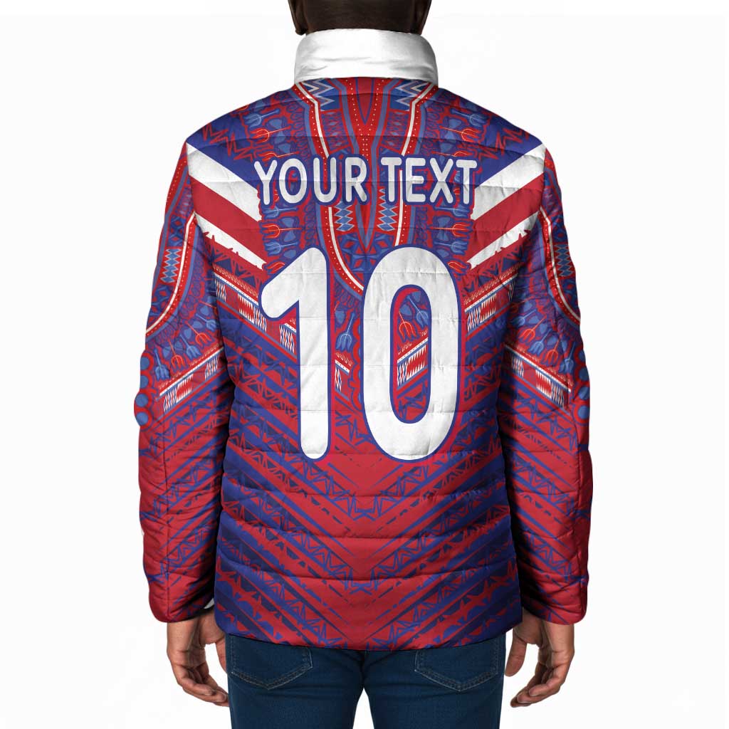 Custom Haiti National Football Padded Jacket Dashiki Sporty Style - African Pride