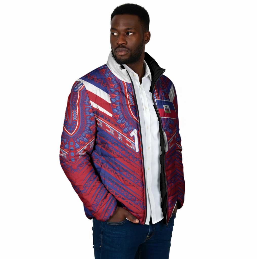 Custom Haiti National Football Padded Jacket Dashiki Sporty Style - African Pride