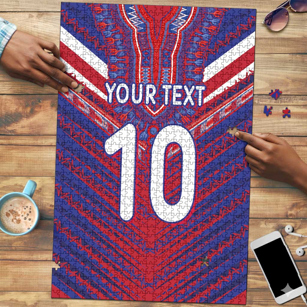 Custom Haiti National Football Puzzle Dashiki Sporty Style - African Pride