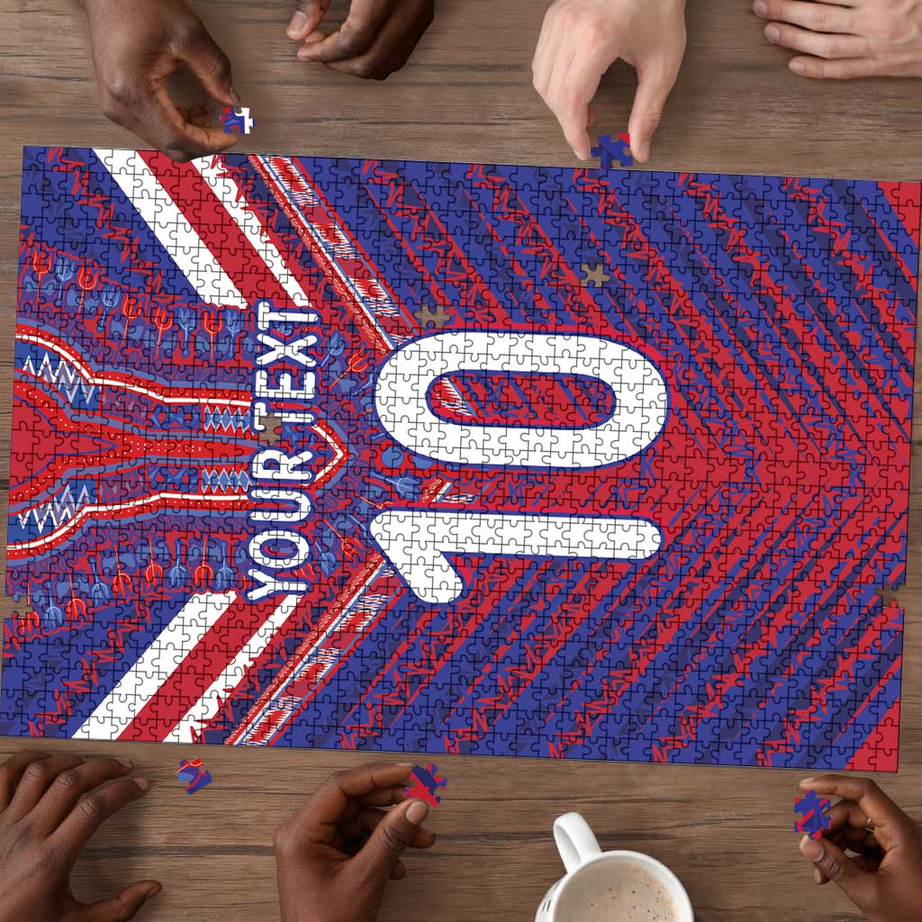Custom Haiti National Football Puzzle Dashiki Sporty Style - African Pride