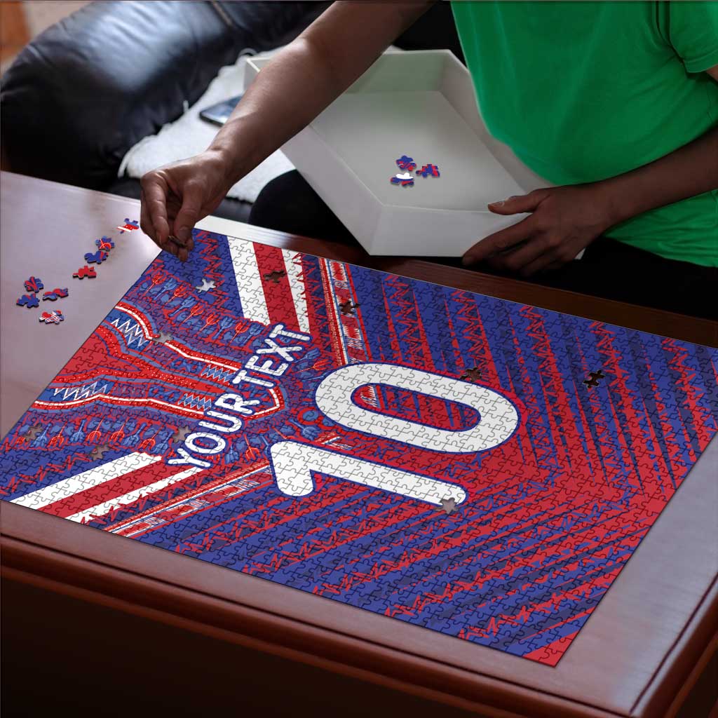 Custom Haiti National Football Puzzle Dashiki Sporty Style - African Pride