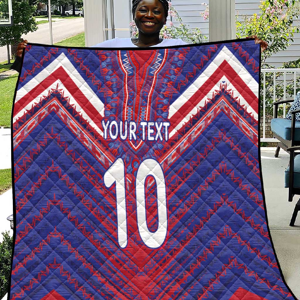 Custom Haiti National Football Quilt Dashiki Sporty Style - African Pride