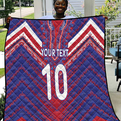 Custom Haiti National Football Quilt Dashiki Sporty Style - African Pride