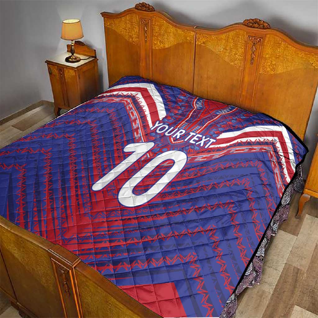 Custom Haiti National Football Quilt Dashiki Sporty Style - African Pride