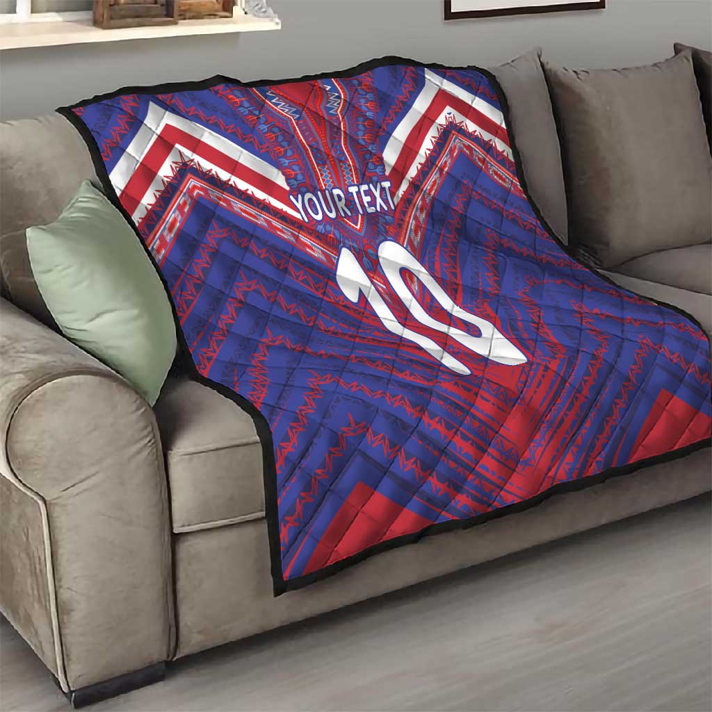 Custom Haiti National Football Quilt Dashiki Sporty Style - African Pride