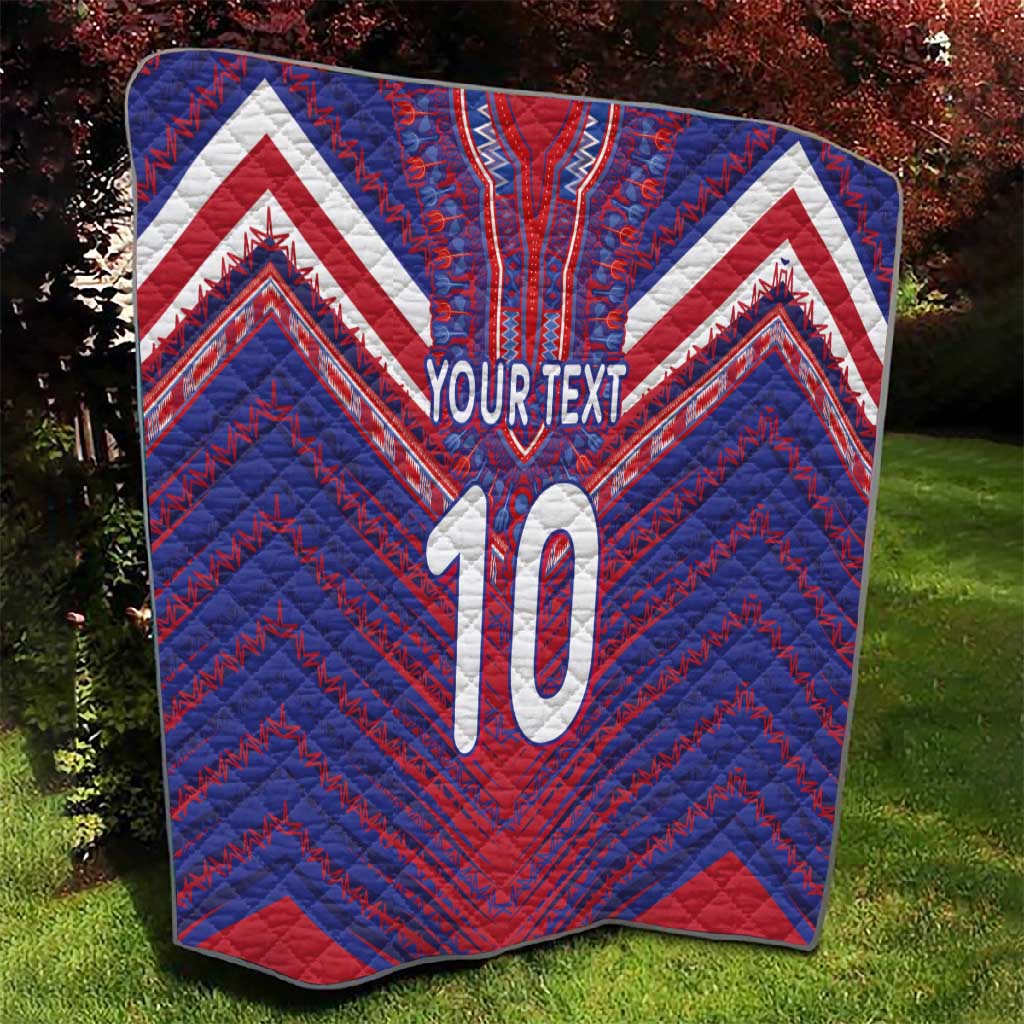 Custom Haiti National Football Quilt Dashiki Sporty Style - African Pride