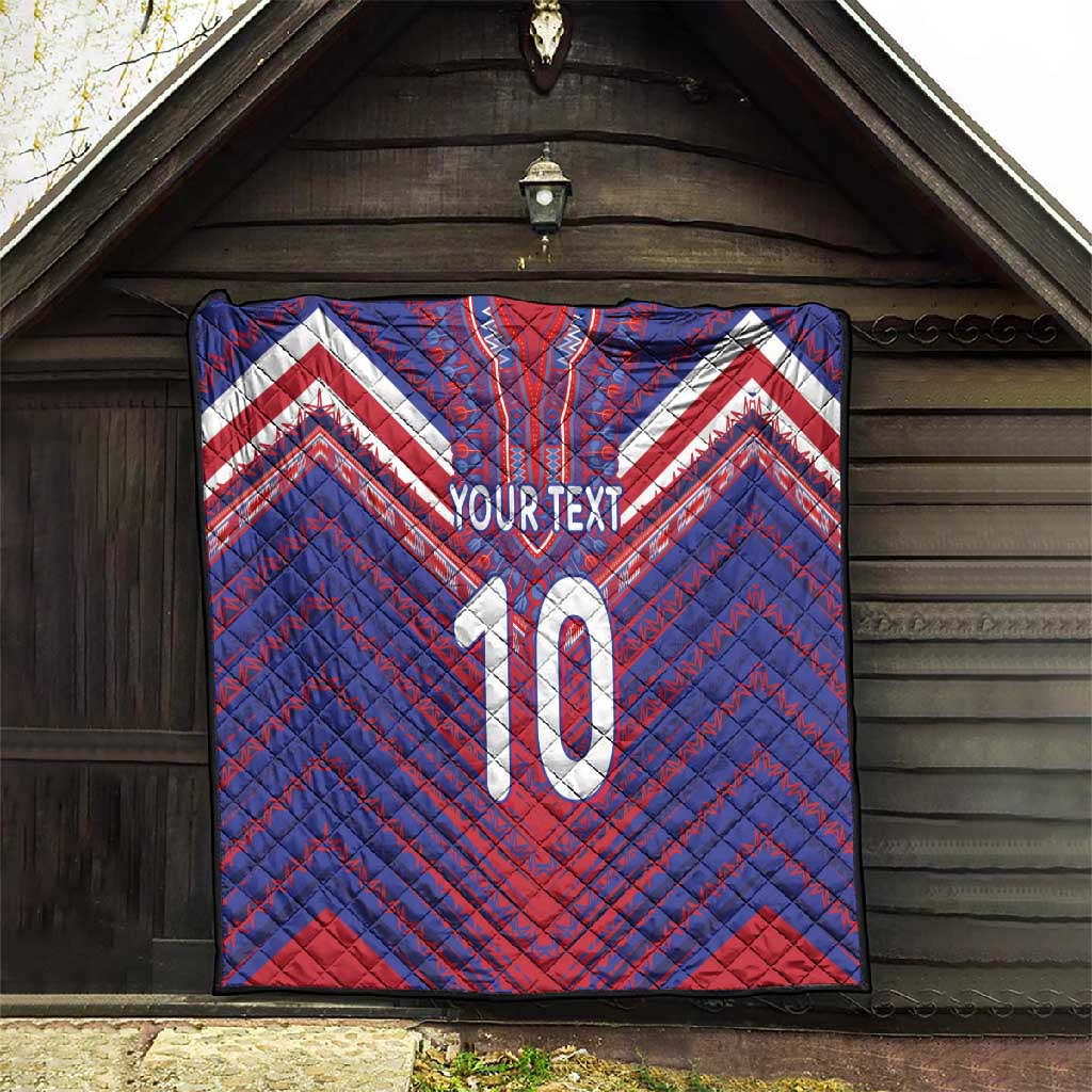 Custom Haiti National Football Quilt Dashiki Sporty Style - African Pride