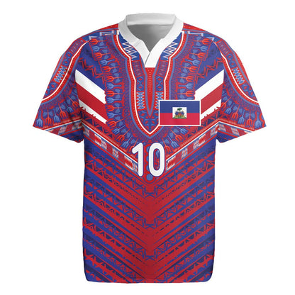 Custom Haiti National Football Rugby Jersey Dashiki Sporty Style - African Pride