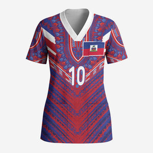 Custom Haiti National Football Scrub Top Dashiki Sporty Style - African Pride