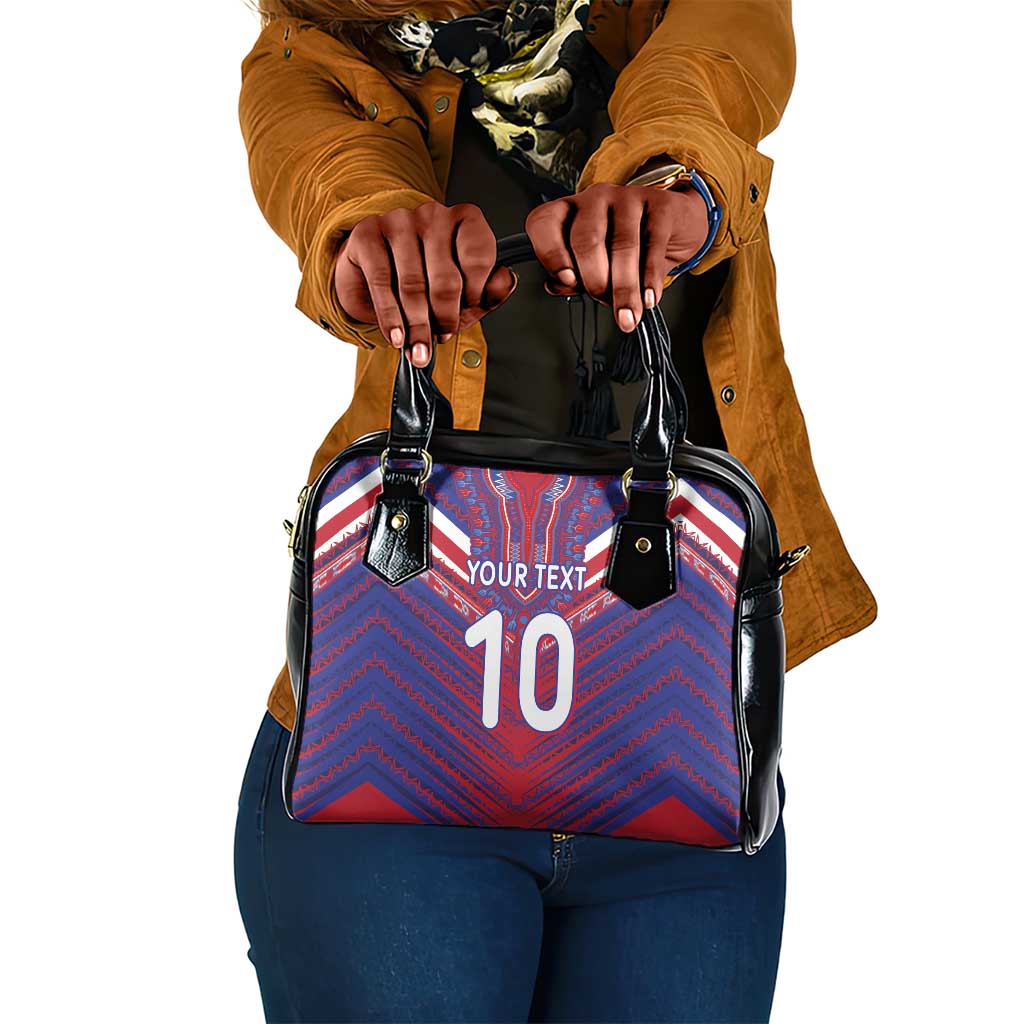 Custom Haiti National Football Shoulder Handbag Dashiki Sporty Style - African Pride