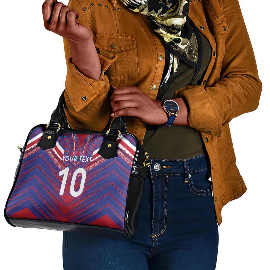 Custom Haiti National Football Shoulder Handbag Dashiki Sporty Style - African Pride