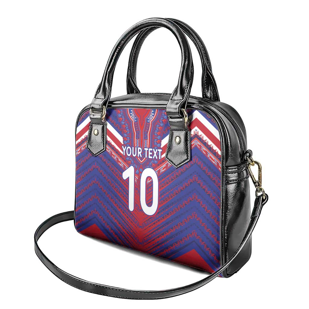 Custom Haiti National Football Shoulder Handbag Dashiki Sporty Style - African Pride