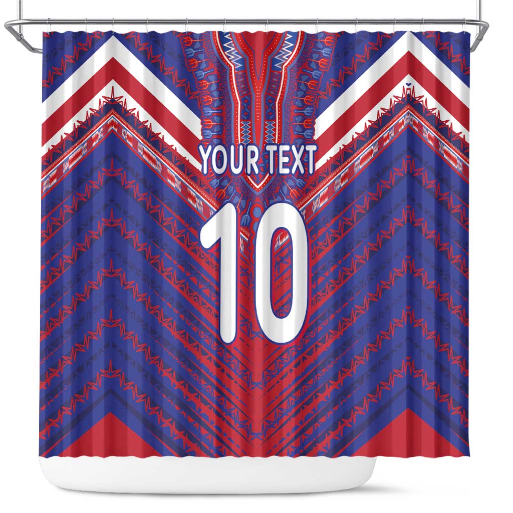 Custom Haiti National Football Shower Curtain Dashiki Sporty Style - African Pride