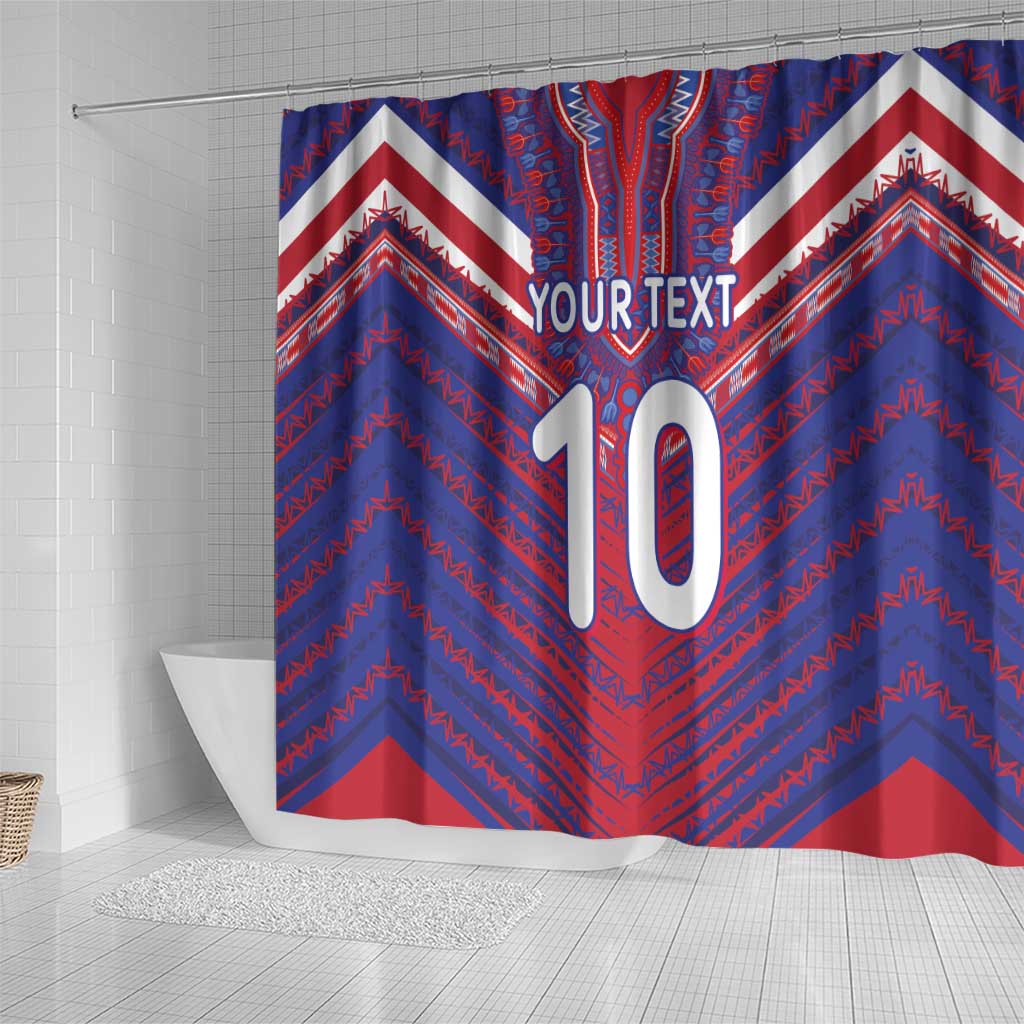 Custom Haiti National Football Shower Curtain Dashiki Sporty Style - African Pride