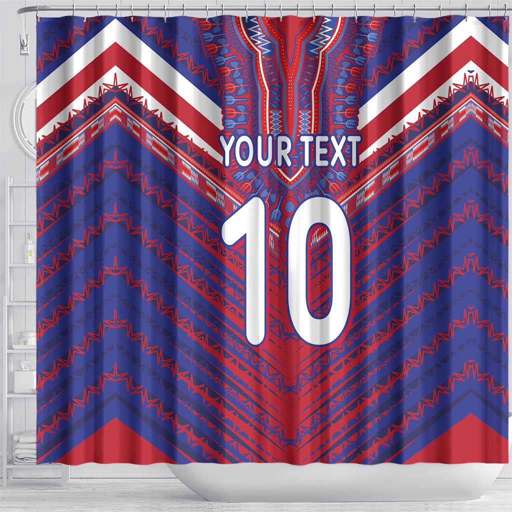 Custom Haiti National Football Shower Curtain Dashiki Sporty Style - African Pride