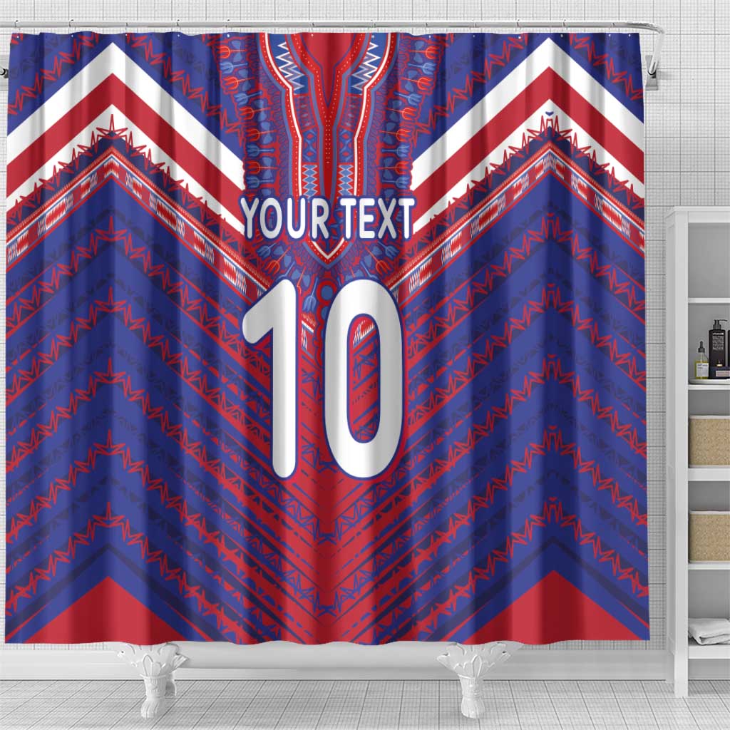Custom Haiti National Football Shower Curtain Dashiki Sporty Style - African Pride