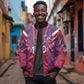 Custom Haiti National Football Sleeve Zip Bomber Jacket Dashiki Sporty Style - African Pride