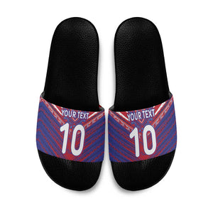 Custom Haiti National Football Slide Sandals Dashiki Sporty Style - African Pride