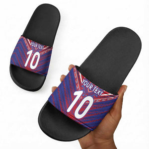 Custom Haiti National Football Slide Sandals Dashiki Sporty Style - African Pride