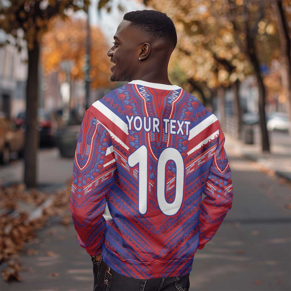 Custom Haiti National Football Sweatshirt Dashiki Sporty Style - African Pride