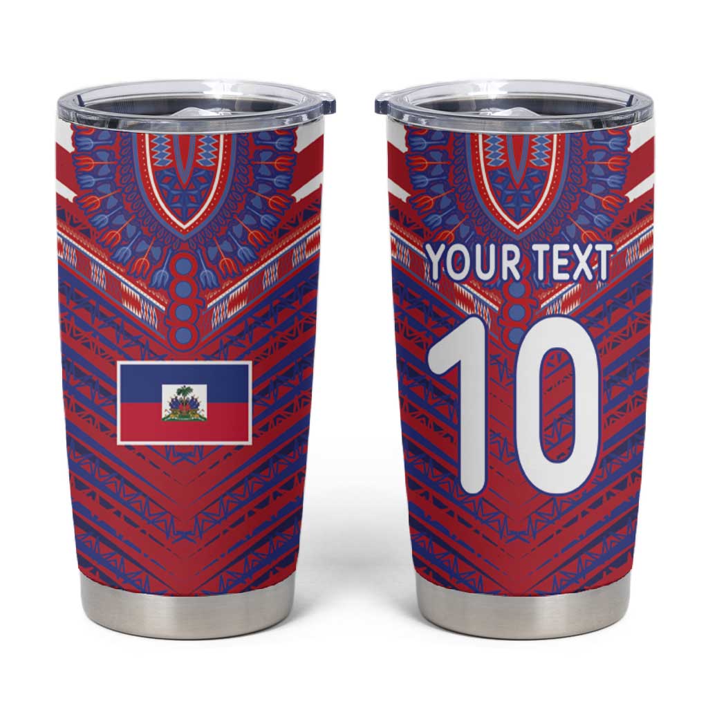 Custom Haiti National Football Tumbler Cup Dashiki Sporty Style - African Pride